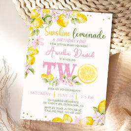 Invitación de cumpleaños floral de limonada Sunshi