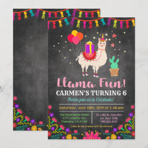 INVITACIÓN DE CUMPLEAÑOS Floral de Llama PARA CUAL