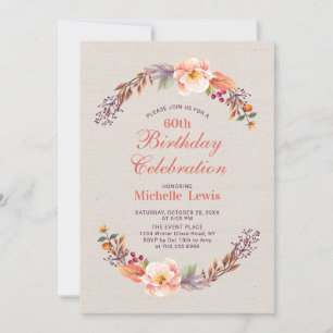 Invitación de cumpleaños floral de otoño/primavera