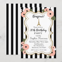 Invitación de cumpleaños floral de París para cual