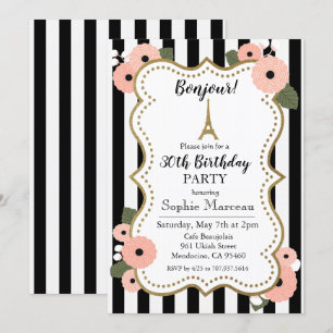 Invitación de cumpleaños floral de París para cual