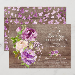Invitación de cumpleaños floral de Rustic Peonies