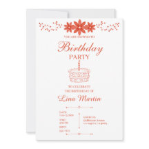 Invitación de cumpleaños floral de terracota