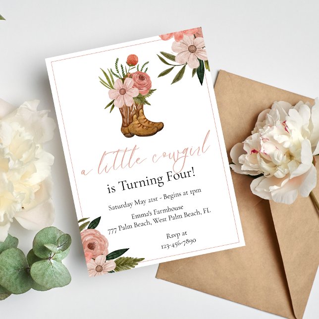 Invitación de cumpleaños floral de una niña pequeñ (Subido por el creador)