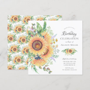 Invitación de cumpleaños floral del Sunflower Gard