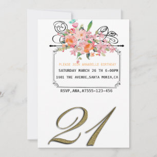 Invitación de cumpleaños floral desconocida