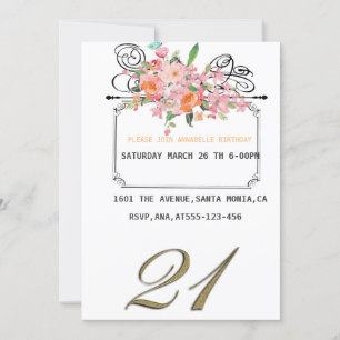 Invitación de cumpleaños floral desconocida