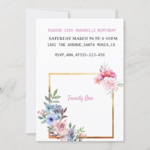 Invitación de cumpleaños floral desconocida