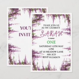 Invitación de cumpleaños floral editable para prim