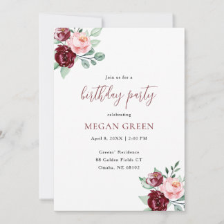 Invitación de cumpleaños floral elegante