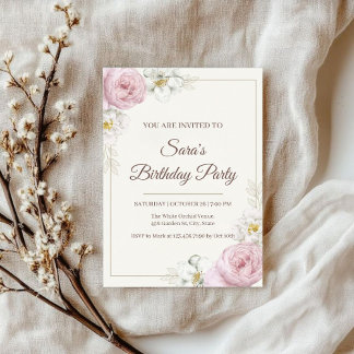 Invitación de cumpleaños floral elegante