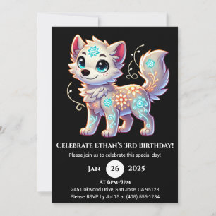 Invitación de cumpleaños Floral Glow Pup