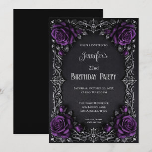 Invitación de cumpleaños floral gótica