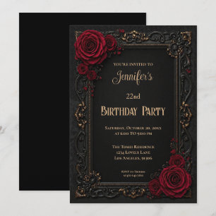 Invitación de cumpleaños floral gótica