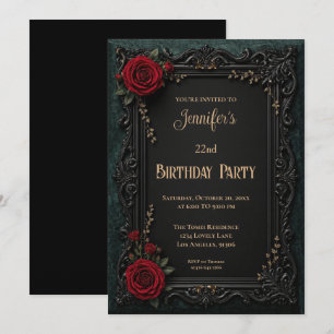 Invitación de cumpleaños floral gótica