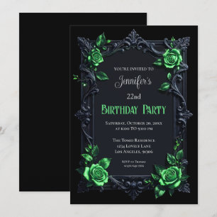 Invitación de cumpleaños floral gótica