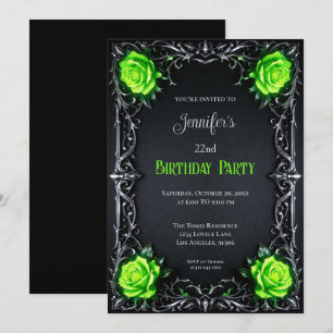Invitación de cumpleaños floral gótica
