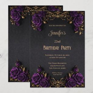 Invitación de cumpleaños floral gótica