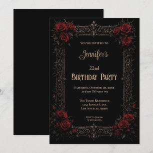 Invitación de cumpleaños floral gótica