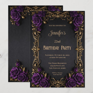 Invitación de cumpleaños floral gótica