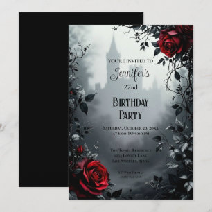 Invitación de cumpleaños floral gótica