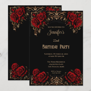 Invitación de cumpleaños floral gótica