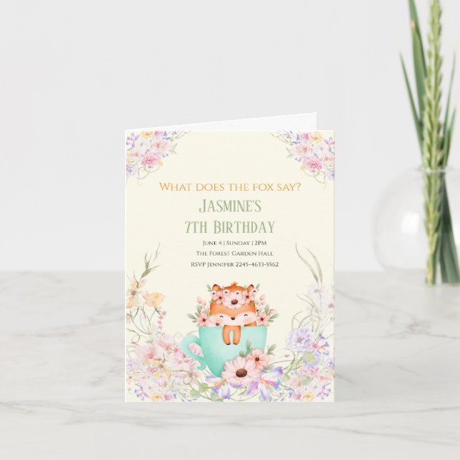 Invitación de cumpleaños floral mágica del bosque  (Anverso)