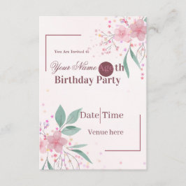 Invitación de cumpleaños floral minimalista