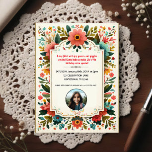 Invitación de cumpleaños floral para niños
