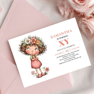 Invitación de cumpleaños floral pastel de niña had