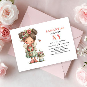 Invitación de cumpleaños floral pastel de niña had