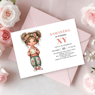 Invitación de cumpleaños floral pastel de niña had