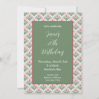 Invitación de cumpleaños floral roja y verde