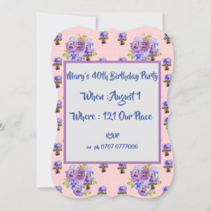 Invitación de cumpleaños floral rosa para mujer 40