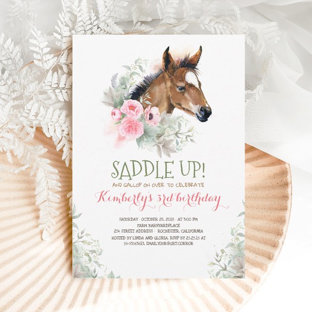 Invitación de cumpleaños floral rosada en pequeños (Subido por el creador)