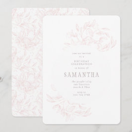Invitación de cumpleaños floral rosada romántica d