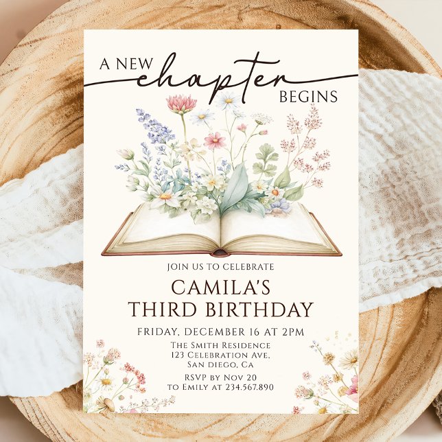 Invitación de cumpleaños Floral Storybook Un nuevo (Subido por el creador)
