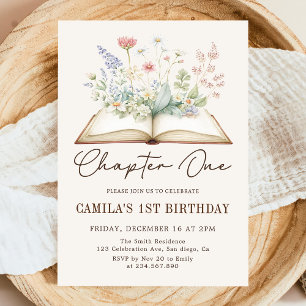 Invitación de cumpleaños Floral Storybook Un nuevo