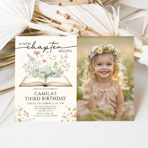 Invitación de cumpleaños Floral Storybook Un nuevo