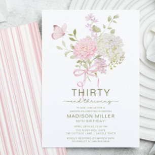 Invitación de cumpleaños floral treinta y próspera