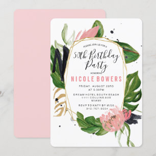 Invitación de cumpleaños floral tropical