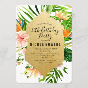 Invitación de cumpleaños floral tropical