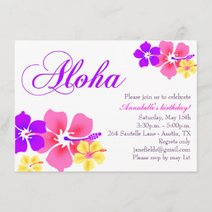 Invitación de cumpleaños Flower Aloha