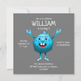 Invitación de cumpleaños Fluffy Cute Monster