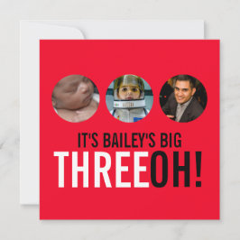 Invitación de cumpleaños fotográfico rojo y negro 