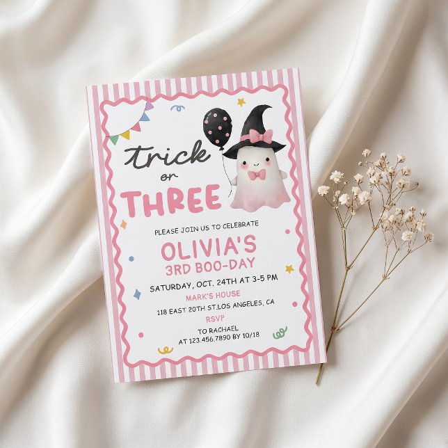 Invitación de cumpleaños Fun Girl Trick or Three (Subido por el creador)