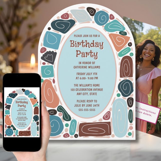 Invitación de cumpleaños Funky Retro a mediados de (Subido por el creador)