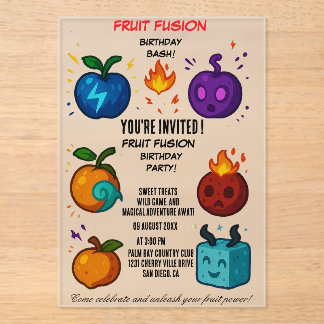 Invitación de cumpleaños Fusión de Frutas | Colori