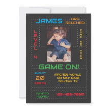 Invitación de cumpleaños Gamer Next Level con foto