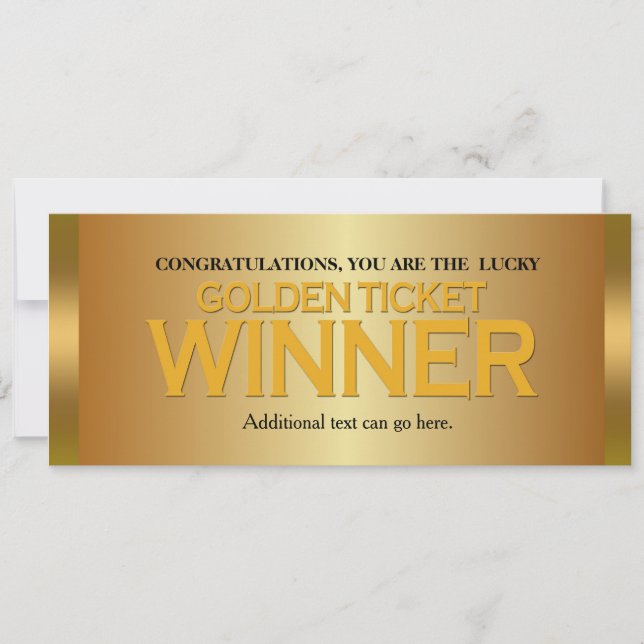 Invitación de cumpleaños GANADOR DE BOLETO DE ORO (Anverso)